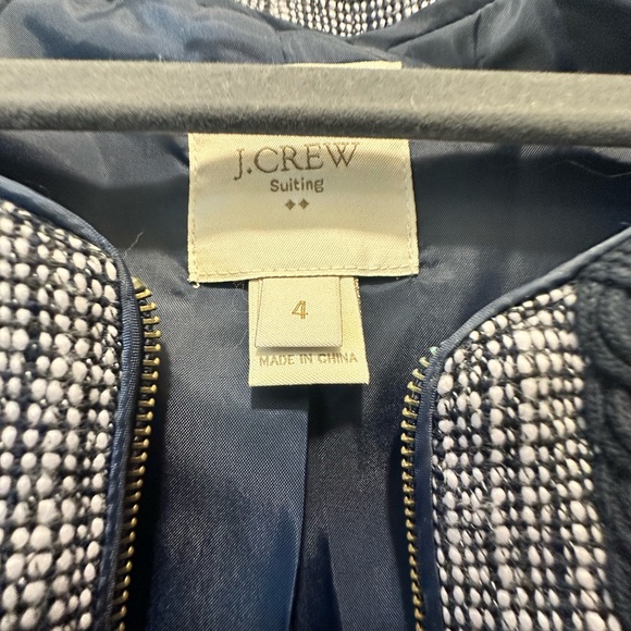 Fantastic J. Crew Two Piece Navy Tweed Suit Set—Dress and Jacket - Picture 5 of 6